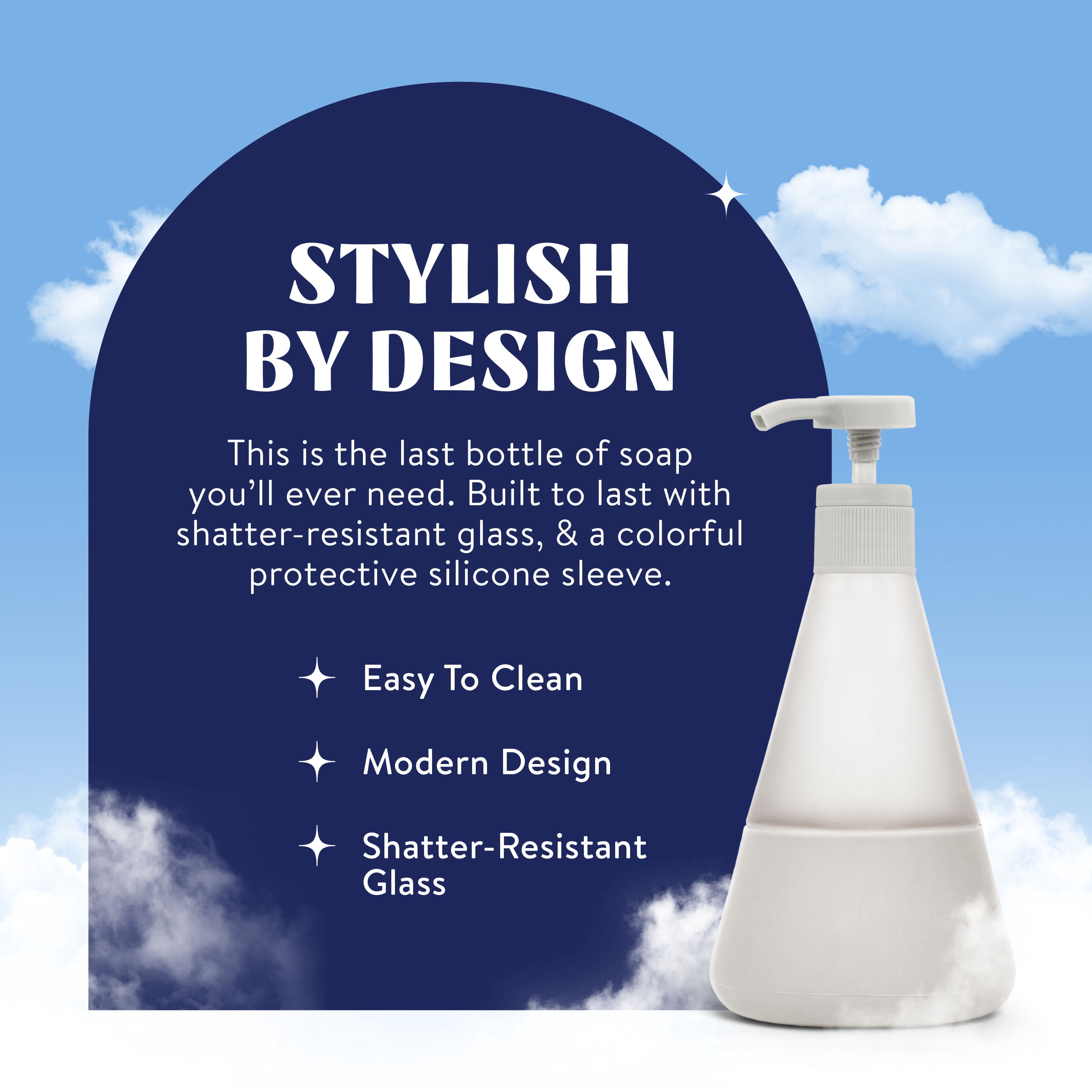 Cleancult Liquid Hand Soap Glass Dispenser, Shatter Resistant, Stone Gray, 2 Pack, 12 oz