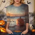 thumbnail image 2 of Godom Women's Funny Halloween Tee Pumpkin Graphic T Shirts Shirt 3/4 Sleeve Shirt Tops, 2 of 6