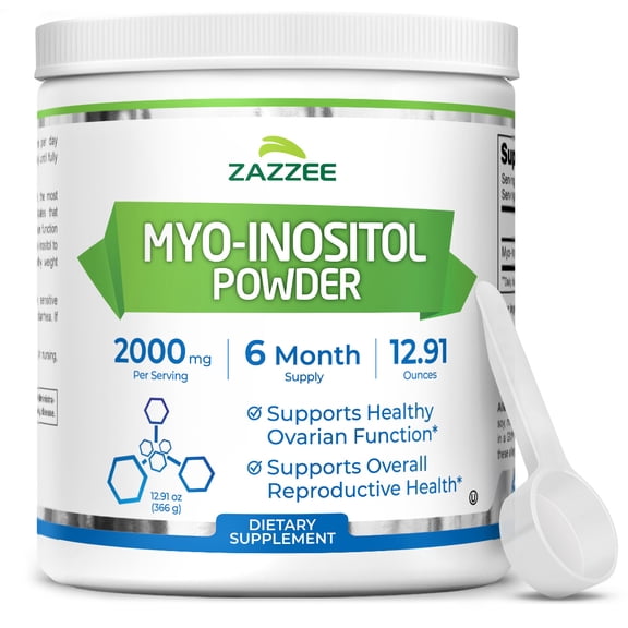 Zazzee Myo-Inositol Powder – 6 Month Supply – 183 Servings – 2000 mg per Serving – 100% Pure & All-Natural – Includes Free Scoop for Exact Dosage – Fertility & Reproductive Health Support – Vegan • N