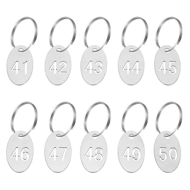 Uxcell Number Key Tag, Stainless Steel Number ID Tags Keychain Hollowed Identifiers Keys Label 41-50