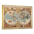 thumbnail image 3 of Designart 'Vintage Map of The World VIII' Vintage Framed Canvas Wall Art Print, 3 of 5