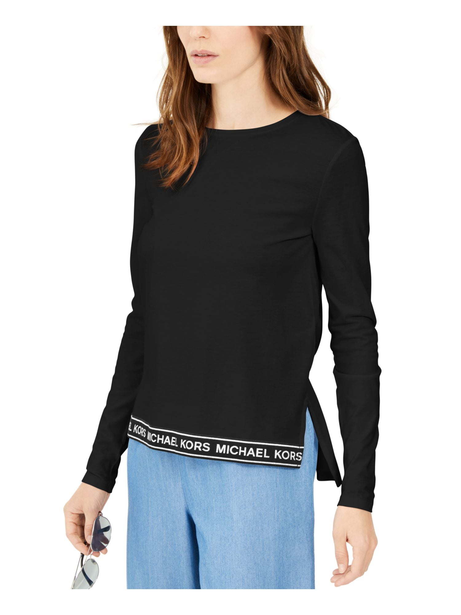 michael kors black long sleeve top