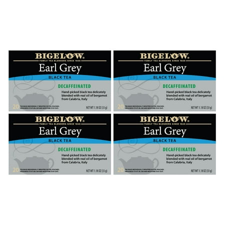 Bigelow Earl Grey, Decaffeinated Black Tea Bags, 20 Count (4 packs of 20)