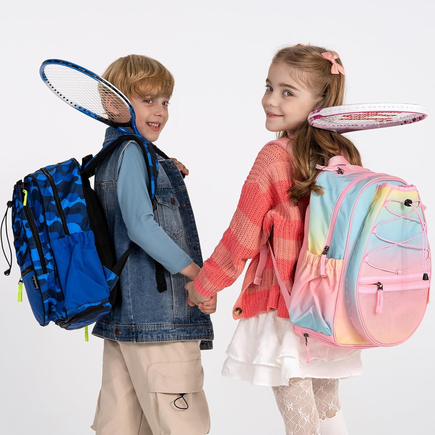 Kids Tennis Bag for Boys, Kids Tennis Backpack Racket Bag, junior tennis bag 16 Inch, Dark Blue