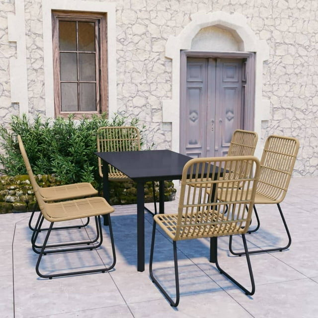 vidaXL Ensemble de Salle à Manger d'Extérieur 7 Pcs en Rotin Poly et Verre