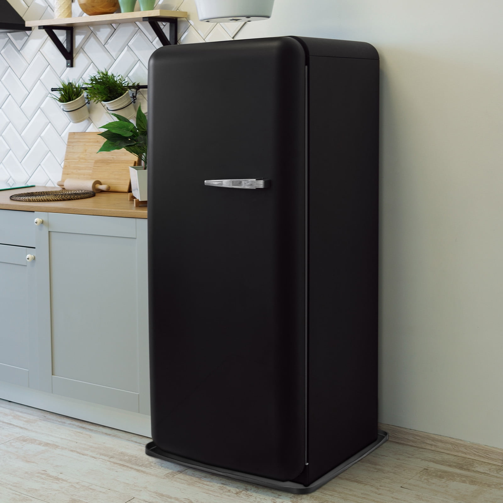 Uxcell Mini Fridge Silicone Mat with Raised Edges, Refrigerator Floor Protector Mat Mini Fridge Drip Tray, Black