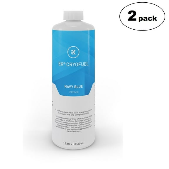 EKWB EK-CryoFuel Premix PC Coolant, 1000mL, Navy Blue, 2-pack