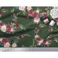 thumbnail image 2 of Soimoi Green Rayon Fabric Ranunculus & Penoy Floral Print Print Sewing Fabric By the Yard 42 Inch Wide, 2 of 3