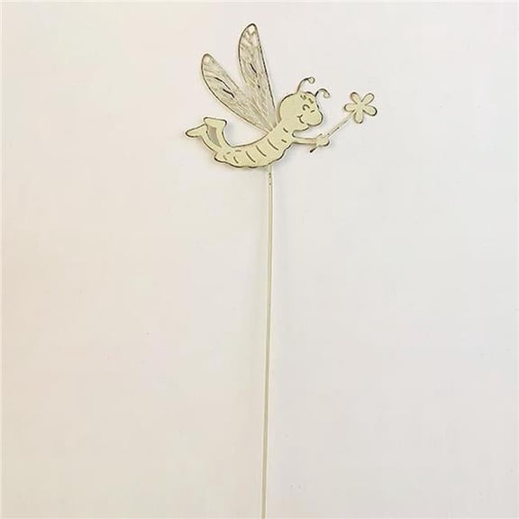 Metal Bee Holding A Flower Garden Stake