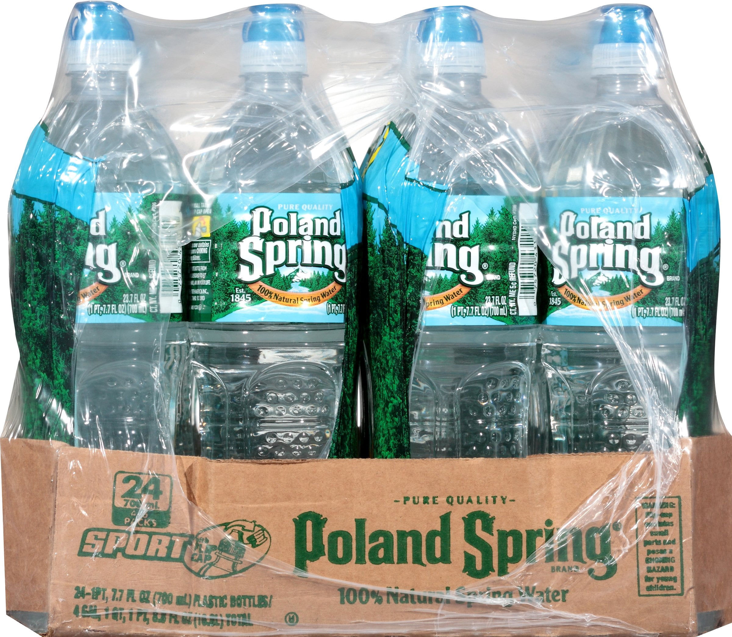 Poland Spring\xc2\xae 100% Natural Spring Water 24-700mL Sport Bottles with Flip Cap