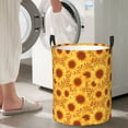 thumbnail image 5 of Sikiie Vintage Leopard Print Sunflower Print Round Dirty Clothes Basket, Waterproof Standing Foldable Storage Basket, for Laundry Room, Bedroom, Bathroom Storage-Small, 5 of 6