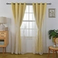 thumbnail image 3 of GYROHOME Double Layered Curtains with Embroidered White Sheer Tulle Room Darkening Grommet Top 2Panels,52x108inch,Yellow, 3 of 5