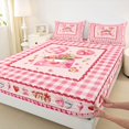 thumbnail image 3 of Manfei Pink Flower Tulip Queen Sheet Sets,Valentines Gifts Flat Sheet,Cute Loves Print Queen Fitted Sheet For Girls Kids,Ultra Soft Home Decor,4pcs, 3 of 7
