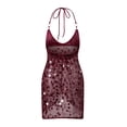 thumbnail image 2 of LMLYSoH Women's Halter Neck Knit Dress Sequin Sleeveless Hollow Out Bodycon Mini Dress Clubbing Dress, 2 of 8