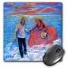 3dRose Young Love, Seaside Girl in orange surf dances w lover, Mouse Pad, 8 by 8 inches