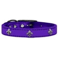 thumbnail image 2 of Mirage Pet Products Leather Fleur De Lis Dog Collar, Purple, XL/XXL, 2 of 3