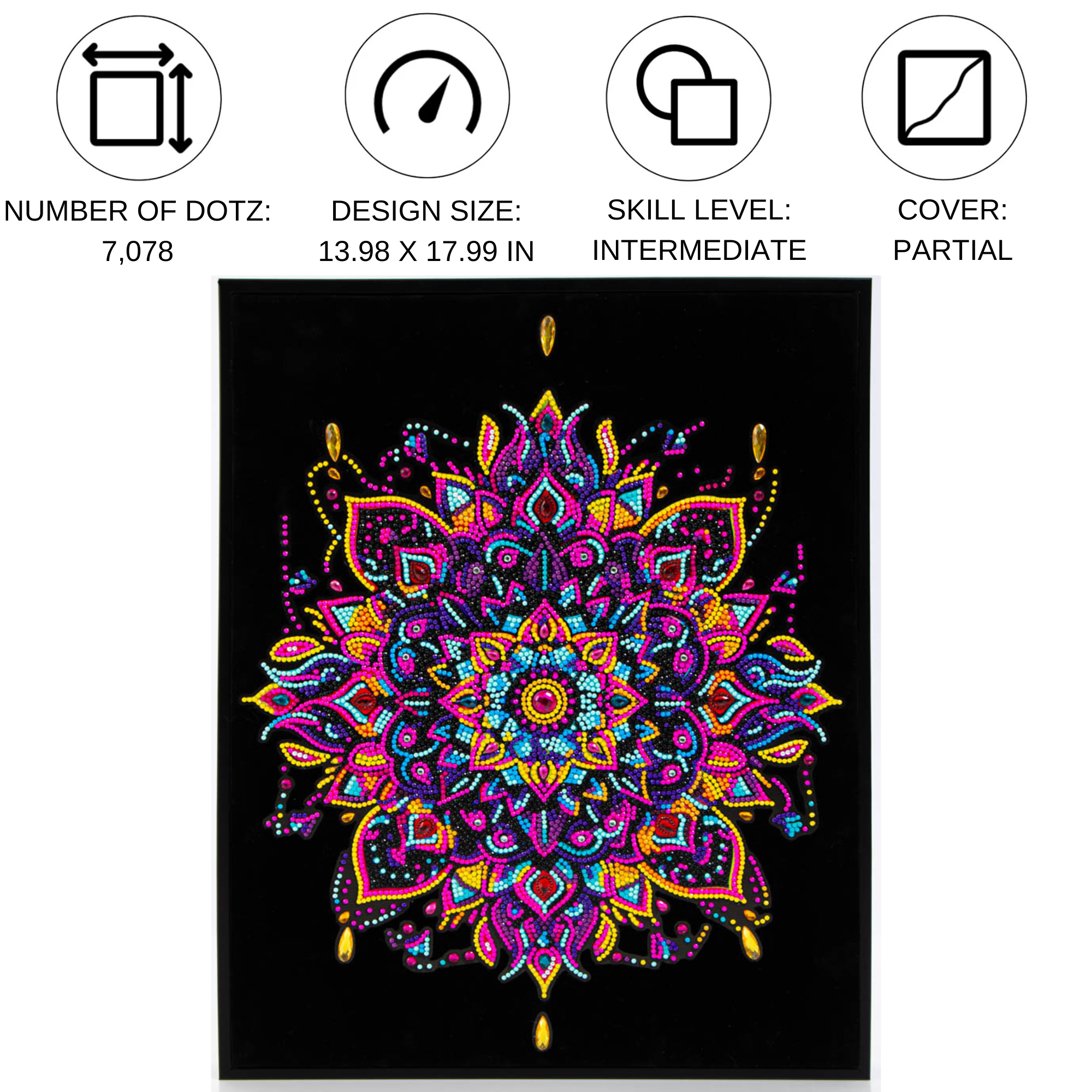 Diamond Dotz Neon Flock Mandala Diamond Painting Kits for Adults - Colorful Diamond Art Kits a Relaxing Creative Craft Kit with Dotz Gems 18x14