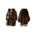 thumbnail image 3 of Women'S Oversized Sweaters Long Sleeve Crew Neck Fuzzy Knit Casual Chunky Pullover Sweater Fall Brown XXL, 3 of 7