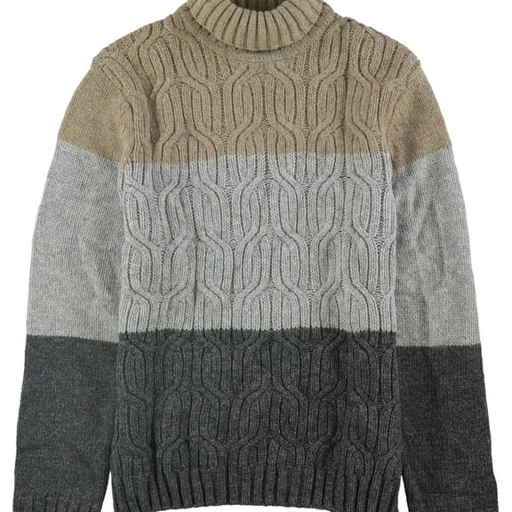 Tasso Elba Mens Colorblocked Knit Sweater, Grey, Small