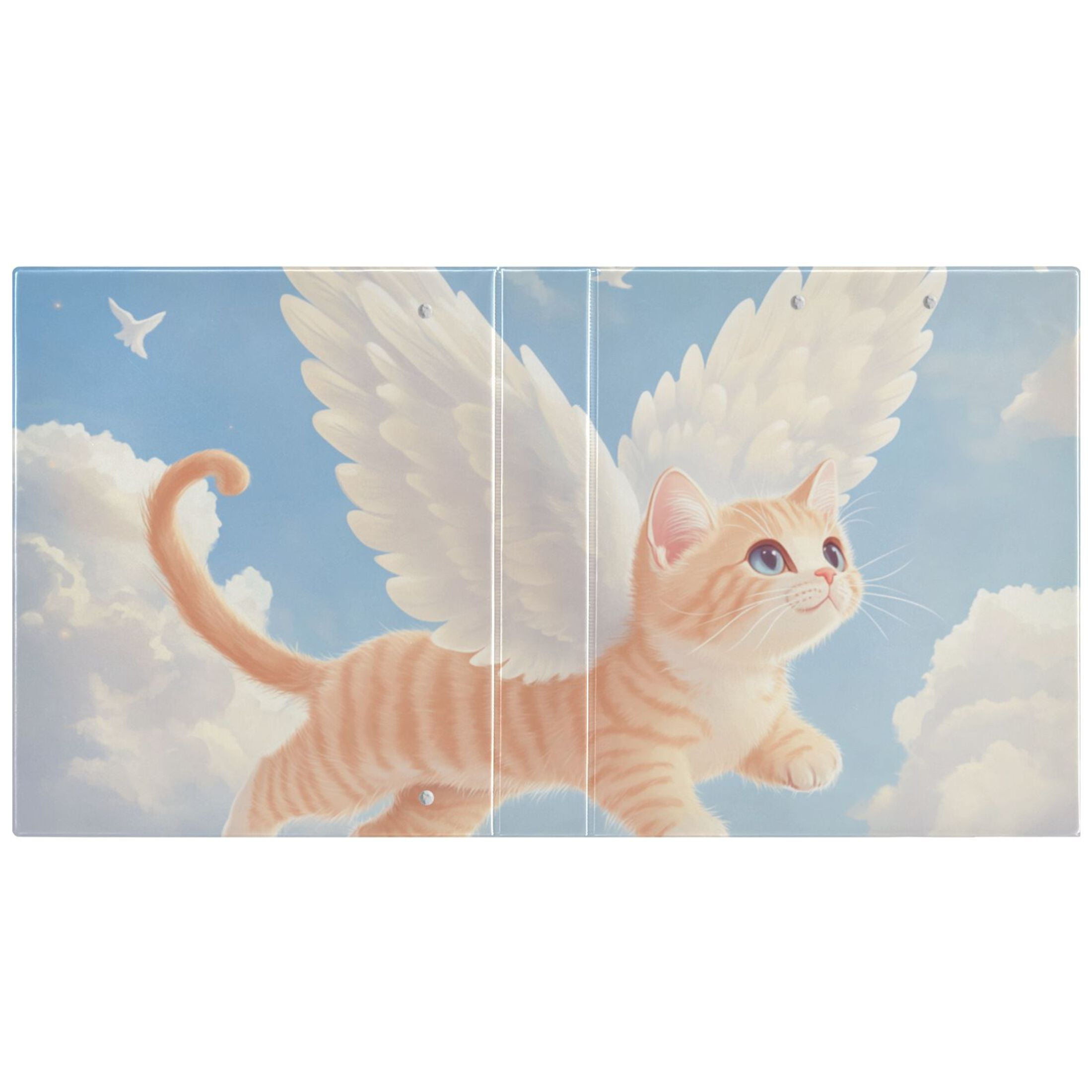 Cute Cat Fly 3 Ring Binders 1.5 inch Hardcover File Folders with Interior Pockets A4 Size Organizer for School Office Hospital Set of 2