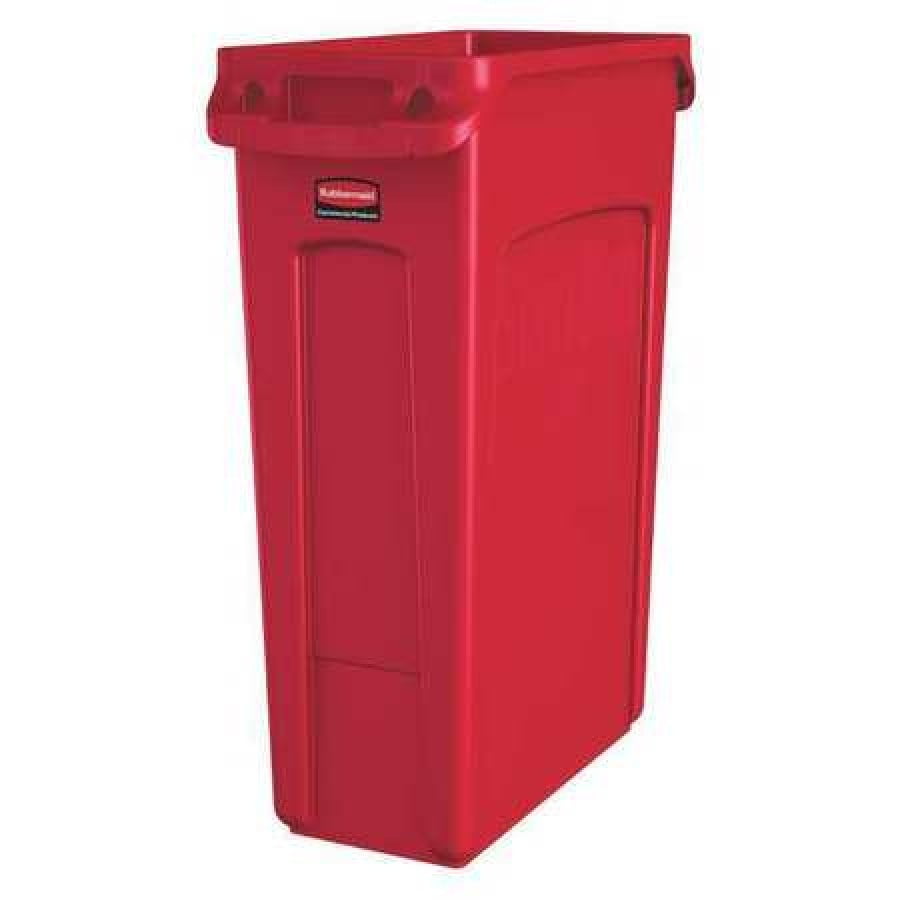 RUBBERMAID 1956189 23 gal. High Quality Resin Blend Rectangular Trash Can , Red