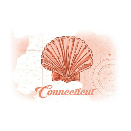 Connecticut - Scallop Shell - Coral - Coastal Icon Print Wall Art By Lantern (Best Coastal Towns In Connecticut)