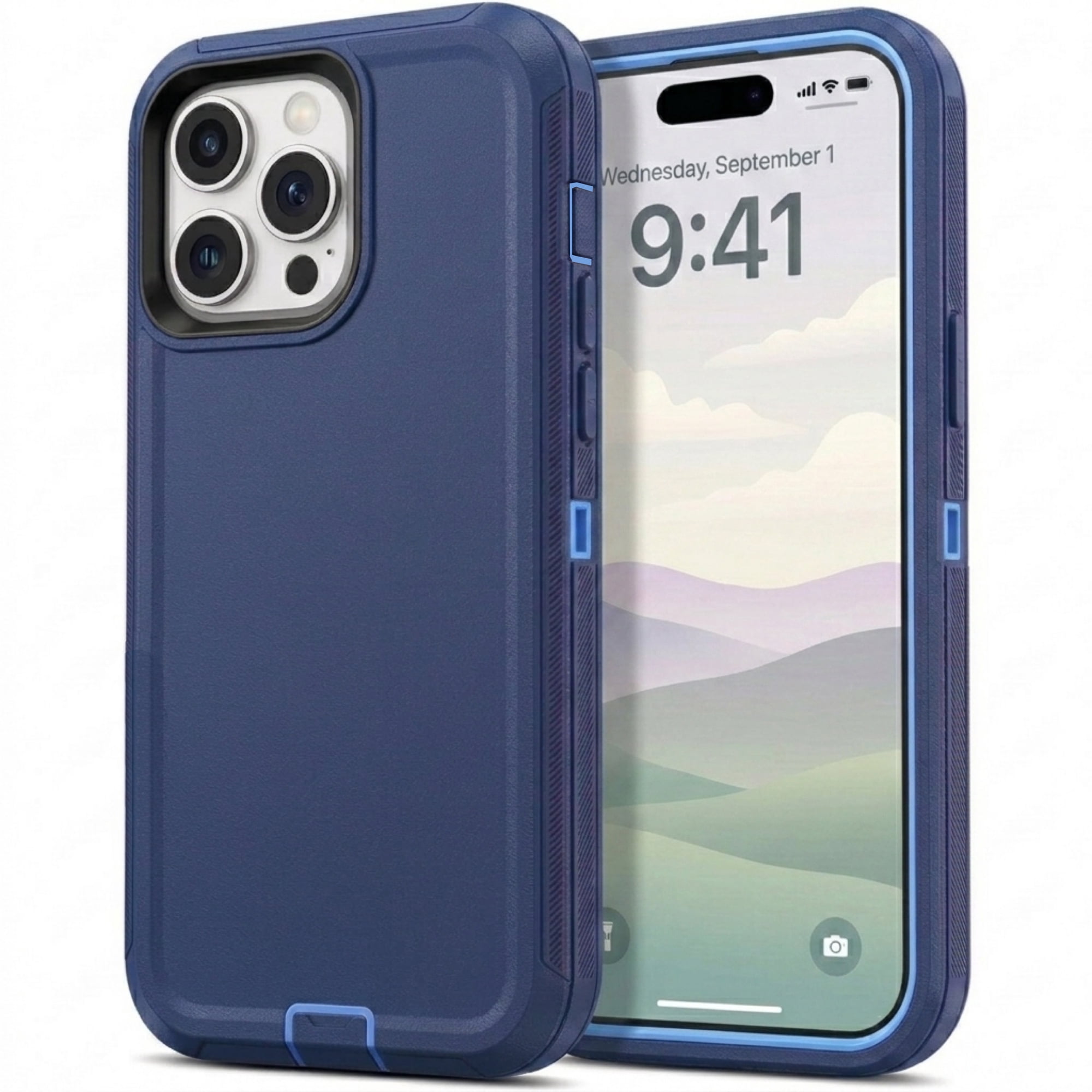 iPhone 15 Pro Max Case Cover 3 Layer Rugged / Heavy Duty / Shockproof 6.7" Navy