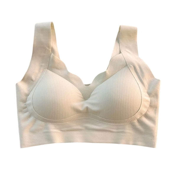 Nilvkv No Underwire Bras for Women, Bras for Women, Solid Wireless Push Up Breathable Stretchy Wide Strap Bra White 36BC