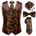 thumbnail image 1 of Chalecos dorados de lujo para hombre, chaleco de seda rojo, azul, verde y dorado, pajarita, conjunto de gemelos y pañuelo, chaqueta de cintura para hombre, corbata alta para boda y oficina, 1 of 5