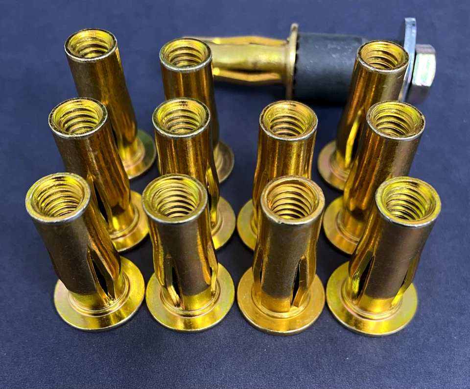 CIRCLE- 12Pcs 5/16-18 Multi-Grip Rivet Nuts Pre-Bulbed Shank Insert Nut Gold Zinc