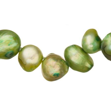 Aloe Green Freshwater Cultured Pearls Natural Teardrop, C+ Graded, 9x5x7mm (Approx.), 15.5Inch (Best String Gauge For Drop C)