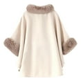 thumbnail image 3 of YueHuiYing Womens Batwing Sleeve Poncho Peacoat Elegant Stand Collor Capes Jacket Cloak Fall Winter Shawl Outerwear, 3 of 5