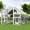 Large Catio with Planter Stand (Gray and White), variant on Large Outdoor Cat House with Planter Stand, Wooden Cat Enclosure with Resting Boxes and Hanging Bridge, Walk-in Catio Cage with Waterproof Cover, Gray,Ships 2 Pkgs
