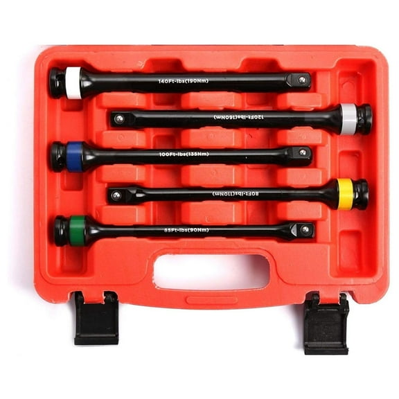 5PC TORQUE EXTENSION BAR TOOL SET 1/2" DR DRIVE TORQ STICK COLOR AND LETTER