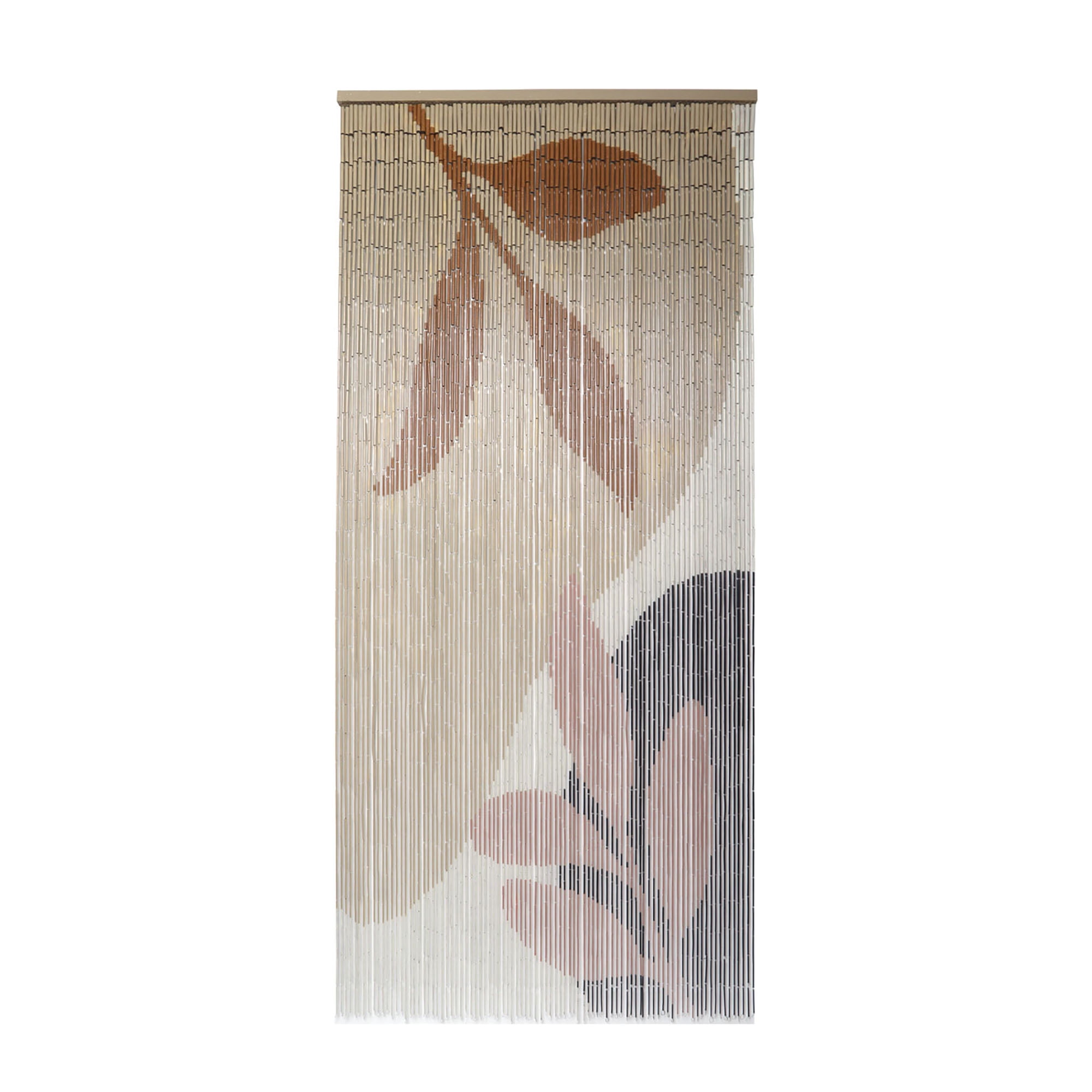 Decorative Beaded Door Curtain - Beige Autumn Leaves Design, 36 x 79 Inches, Natural Bamboo Beads for Doorways, Room Dividers and Home Decor - Handcrafted, Easy to Install