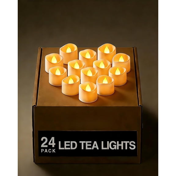 24 count Flameless Tealights Candles, 200+Hours  Candles, Small  Lights Candles  Operated for Christmas, Wedding, Party, and Halloween Decoration