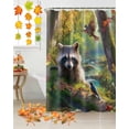 thumbnail image 2 of Fall Shower Curtain Raccoon Bathroom Curtains with Hooks, Waterproof Fabric Hummingbird Green Forest Thanksgiving Bath Shower Curtains Set for Bathroom Bathtubs Decor 36x72 Inch, 2 of 7
