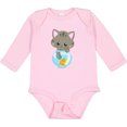 thumbnail image 3 of Inktastic Kitty And The Fish Bowl, Cute Little Cat, Fish Girls Long Sleeve Baby Bodysuit, 3 of 5