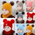 thumbnail image 2 of Viworld Newborn Kids Baby Boy Girl Pom Hat Winter Warm Knit Bobble Beanie Cap Scarf Set, 2 of 5