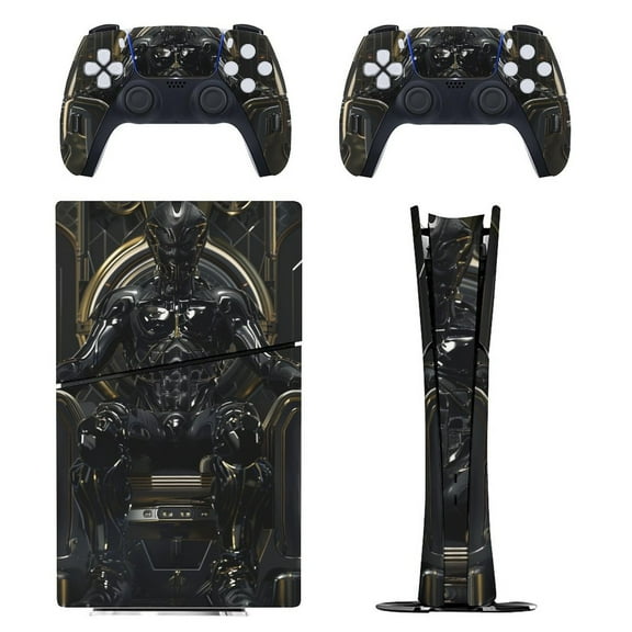 Skin Sticker for PS5 Slim Standard Disc Digital Edition Console and Controllers Decals for Playstation 5 (Black King,PS5 Slim)