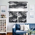 thumbnail image 2 of Black Gray Kitchen Curtains Valances and Tiers Set of 3 Ombre Ocean Wave Geometric Abstract Modern Tier Curtains and Valance with Rod Pocket for Small Windows, 27.5"x24", 2 of 9