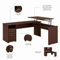 thumbnail image 4 of Cabot Modern 72W 3 Position Sit to Stand L Shaped Desk in Harvest Cherry, 4 of 8