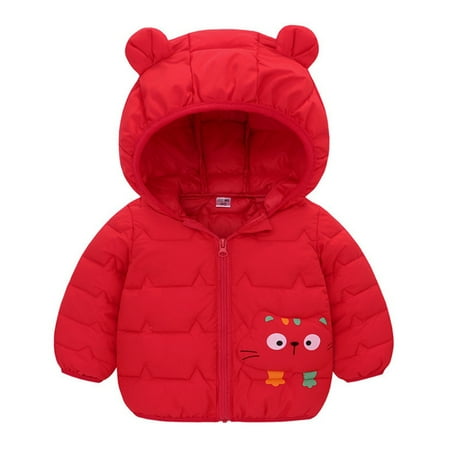 

Feiona-Toddler Hooded Coat Jacket Zipper Overcoat Thicken Warm Winter Coat Outerwear Children Ski Outerwear 1-6T
