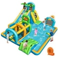 thumbnail image 1 of Costway Inflatable Water Park with Climbing Wall Basketball Rim Target Game & 750W Blower, 1 of 9
