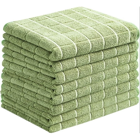 

Microfiber Dish Towels - Soft Super Absorbent and Lint Free Towels - 8 Pack (Lattice Designed Olive Colors) - 26 x 18 Inch (Olive Green)