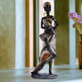 thumbnail image 3 of Adornos de escultura negra africana de resina regalo de vacaciones decoración del hogar para estudio de oficina, 3 of 5