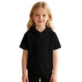 thumbnail image 4 of WOYY Boys Short Sleeve Hoodie Kids Casual Athletic Pullover Lightweight Sweatshirt, Black, Size 4-14, 4 of 4