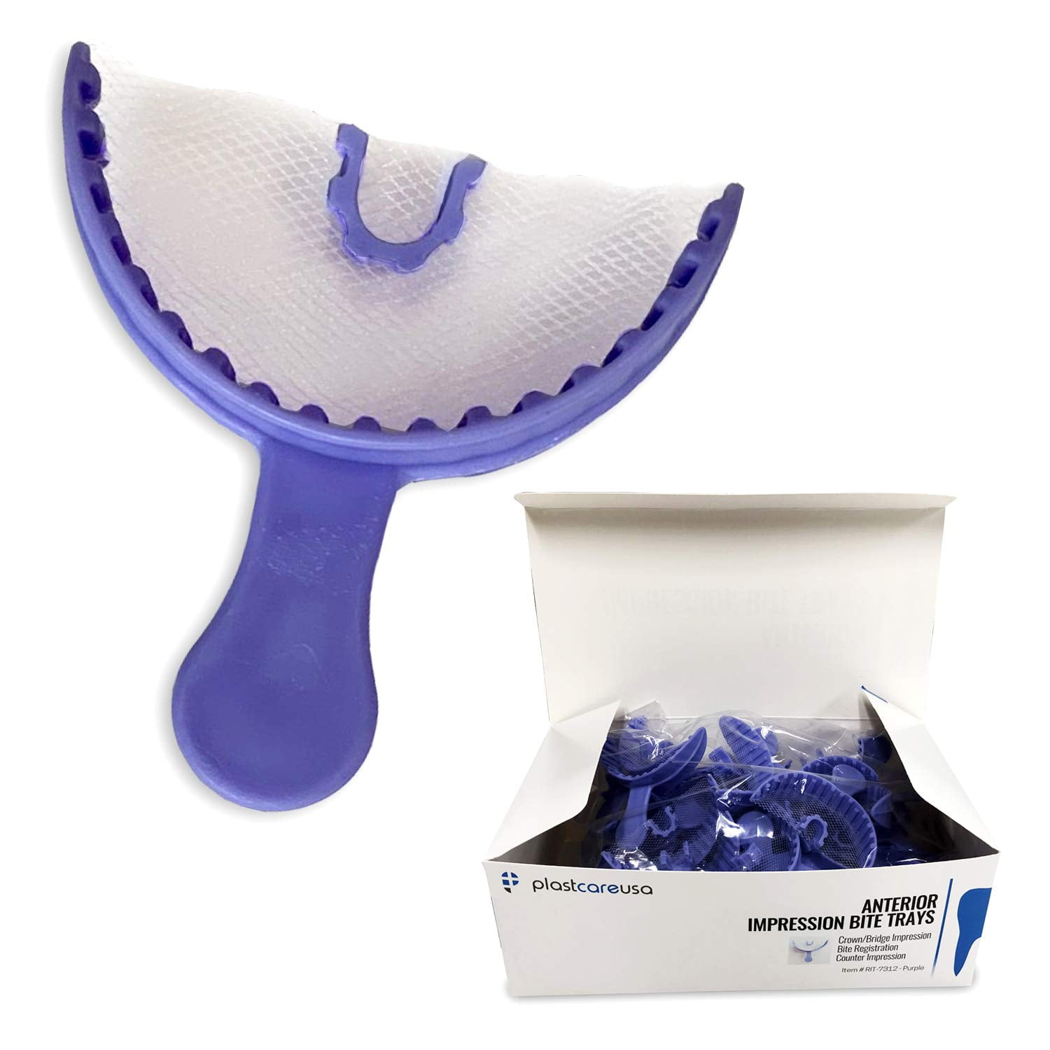 35 Anterior Dental Bite Registration Impression Trays, Purple, 1 Box of