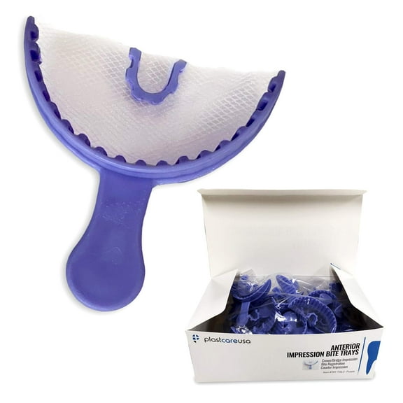 35 Anterior Dental Bite Registration Impression Trays, Purple, 1 Box of 35 Bite Trays