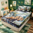 thumbnail image 2 of meiyoeat Waterfall Mountain Dino Zipper Twin Comforter Sets with Fitted Sheet and 2 Pillowcases, Natural Prehistoric Wildlife Zipper Bedding Set, Green Brown, Grey Reversible, 4-Piece, 2 of 6